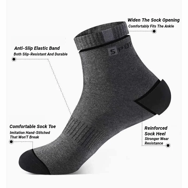 Sock For Men Sport Breathable Soft Letter Fashion Sneakers Middle Tube Stocking Towel Sox Summer Running