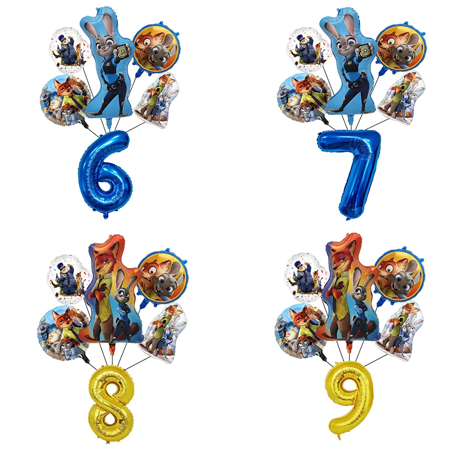 

6pcs Zootopia Foil Number Balloons New Anime Movie Kid Judy the Rabbit Birthday Party Decoration Set Christmas Party Supplies