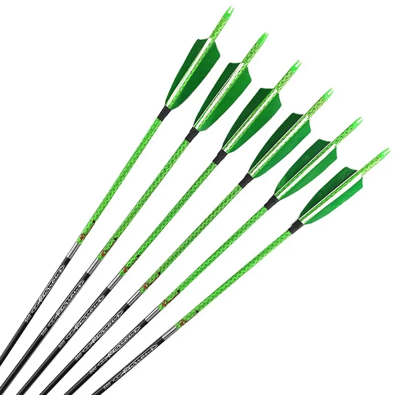 

6/12pcs Archery Carbon Arrows Shaft Spine 300 340 400 500 600 ID 6.2 For Recurve Compound Bow Longbow Traditional Bow Hunting