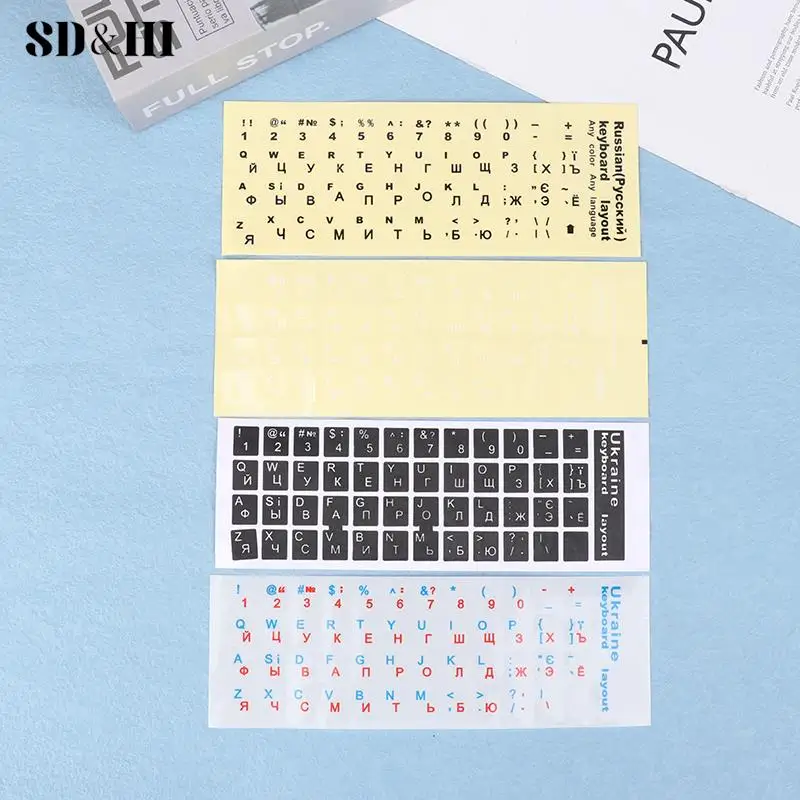 1Pc Ukraine Language Keyboard Sticker Black/Clear Background White Blue Red Black Letters Sticker For Universal PC Laptop