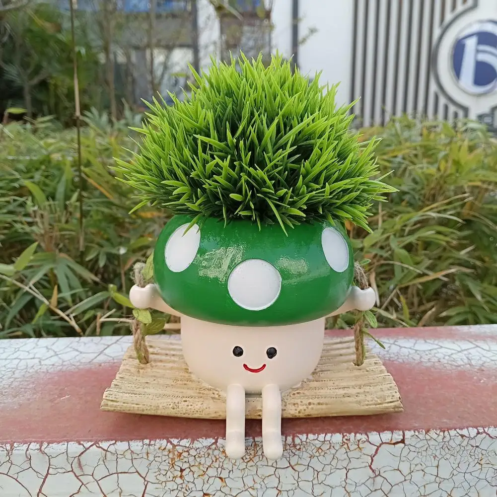 Mushroom Swing Pot Hanging Flowerpot Swing Mushroom Hanging Planter Resin Flower Pot with Drainage Hole Cute Small Succulents