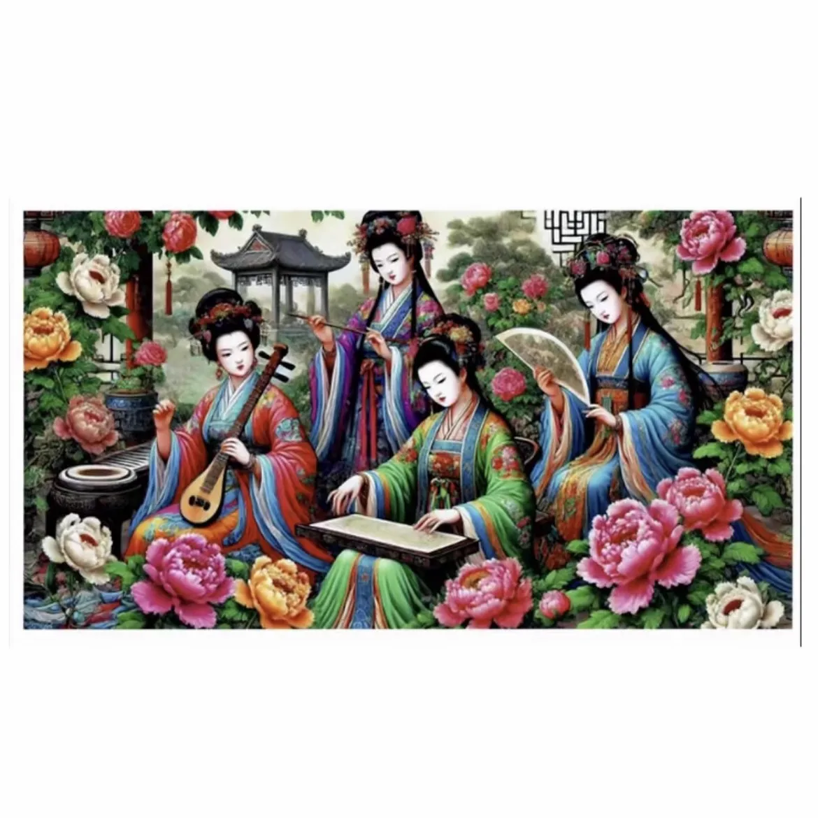 9ct Four Beauty Embroidery DIY Chinese Style Printed Kits Cross Stitch Needlework Set Home Decor Crafts 42 Colors threads