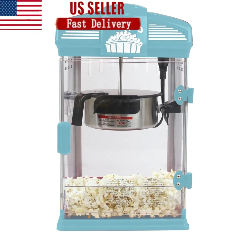 

Theater Style Popcorn Popper Machine Nonstick Kettle Easy Clean Home Movie Night Party Popcorn Maker Includes Serving Tray Scoop