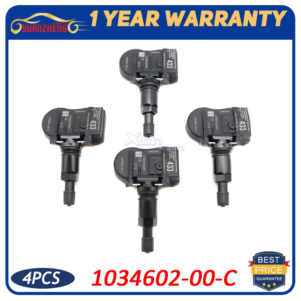 XUAN 4 шт. система мониторинга давления в шинах TPMS 1034602-00-C для Tesla Model S 3X433 МГц