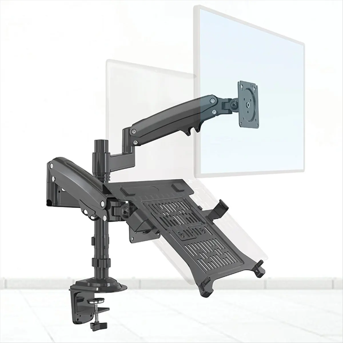 A55T Desktop Dual Spring Monitor Arm 17-27inch Dual Monitor Holder Mount Arm Full Motion Display Stand Loading 2-9 Kgs