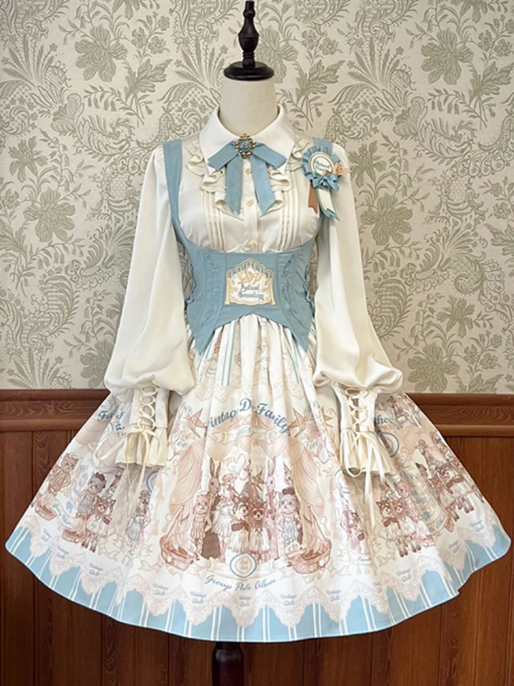 Imagem -02 - Vintage Lolita Doll House Dress Cintura Estampada Bordado Apoio ao Peito Jsk Dress por Alice Girl Pre-order