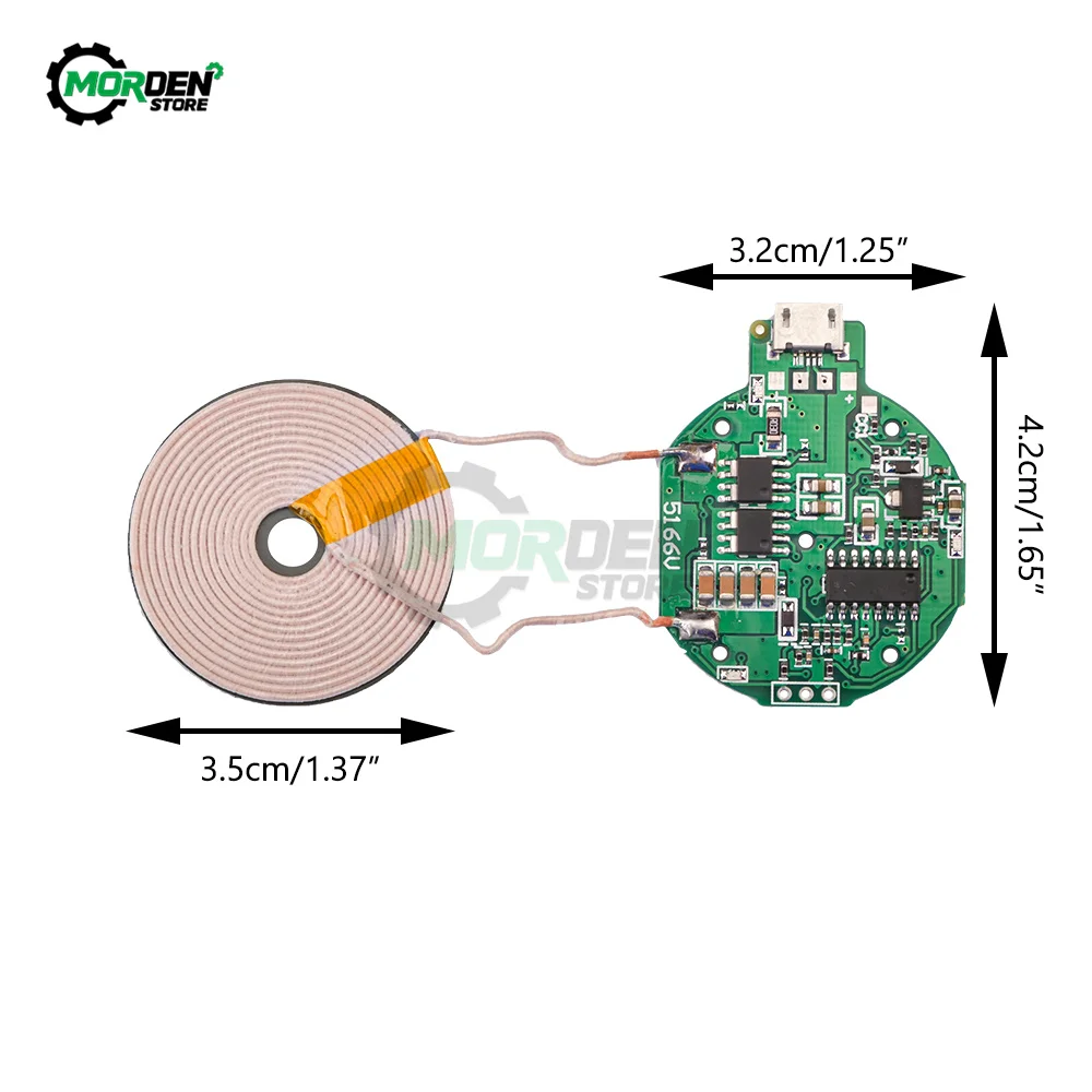 Mini Wireless Charger Module Receiver PCBA Circuit Coil Board 3W for Qi Standard Power Bank Charging for Tool Accessories