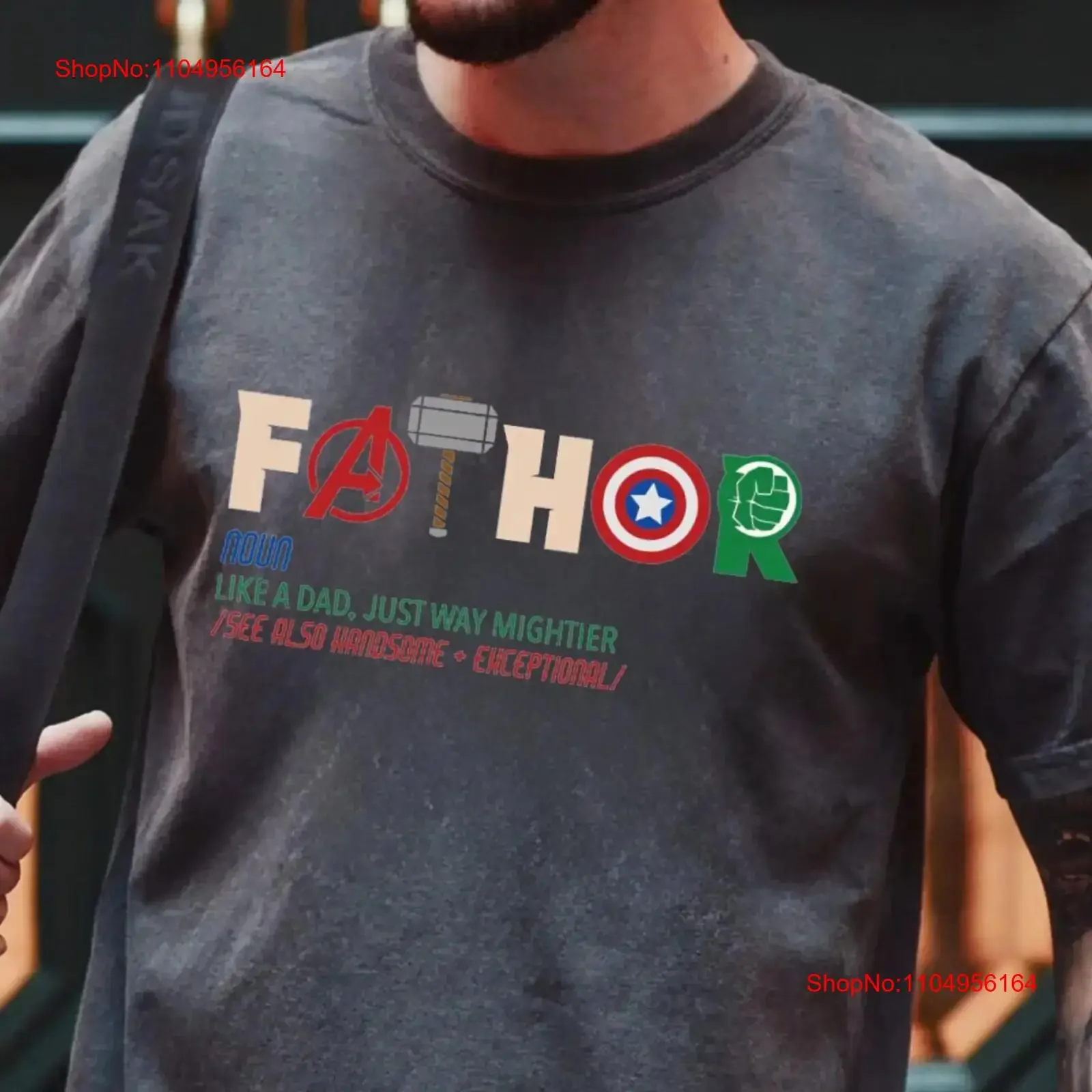 Father Day T Shirt Fathor Definition Mighty Men's Exceptional Dad vintage Washed Versatile Top For Everyday Wear Stretched