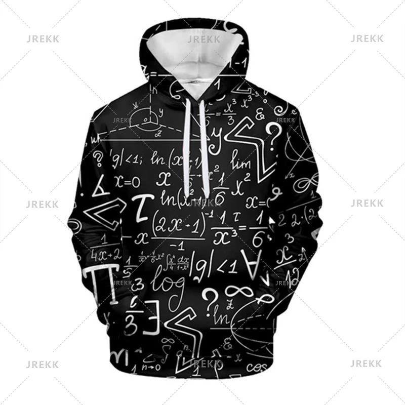 Mathematical Formula Letter 3D Printed Pullover Sweatshirt For Men Kids Student Hoodie Clothing Long Sleeves Personality Hoodies