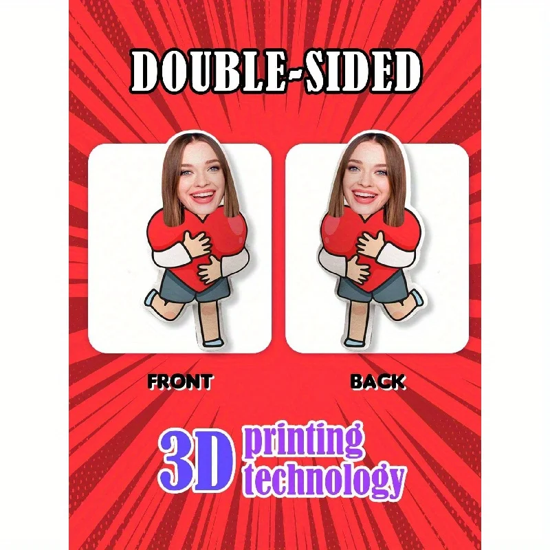 1 Customized Photo Plush Pillow with Double-Sided Printed Heart-Shaped Design, a Soft Fabric Gift for Teachers, Friends