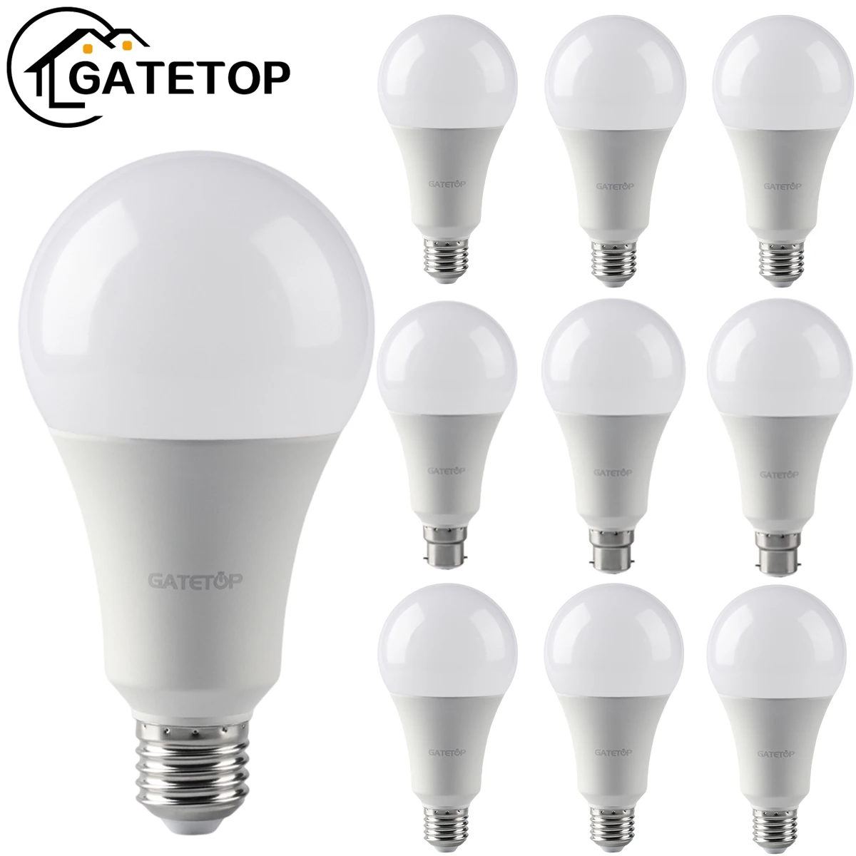 Bombilla LED 가정용 따뜻한 흰색 차가운 흰색 램프, E27, B22, AC120V, AC220V, 실제 전원 8W, 9W, 10W, 12W, 15W, 18W, 20W, 24W, 1-10PCs