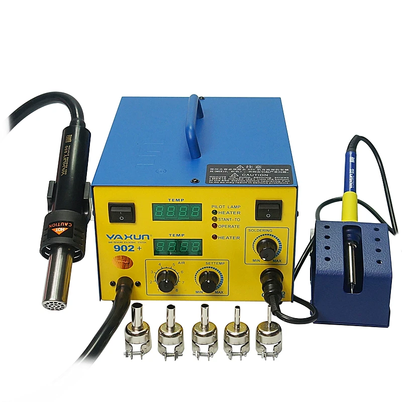 YAXUN YX-902D+ Hot Air Digital BGA Rework Station SMD Heater Soldering Iron with 5 Nozzles 220V 110V view 2