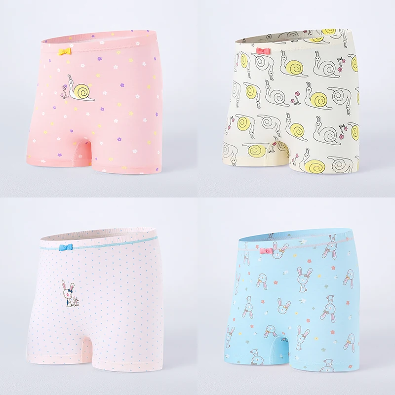 

Kids Girls Underpants Fashion Cartoon Rabbit Shorts for Toddler Cotton Children Comforable Cute Snail Panties Girl Boxers 4pcs