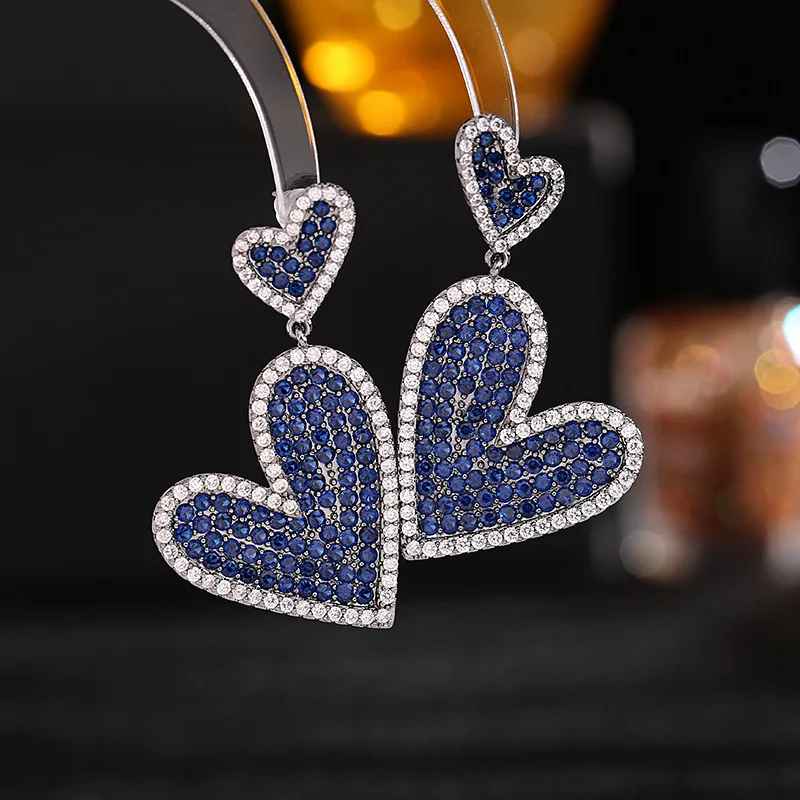 

Bilincolor Fashion Royal Blue Double Heart Earring for Women