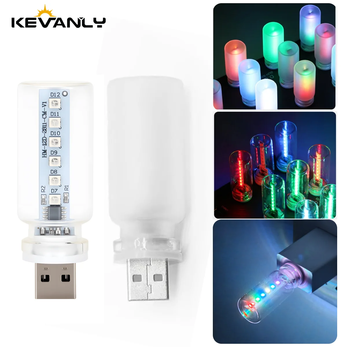 Touch Dimming USB RGB LED Filament Glass Bulb 5V Retro Edison Bulb Night Light for Car Home Room Laptop PC Festival Decoration