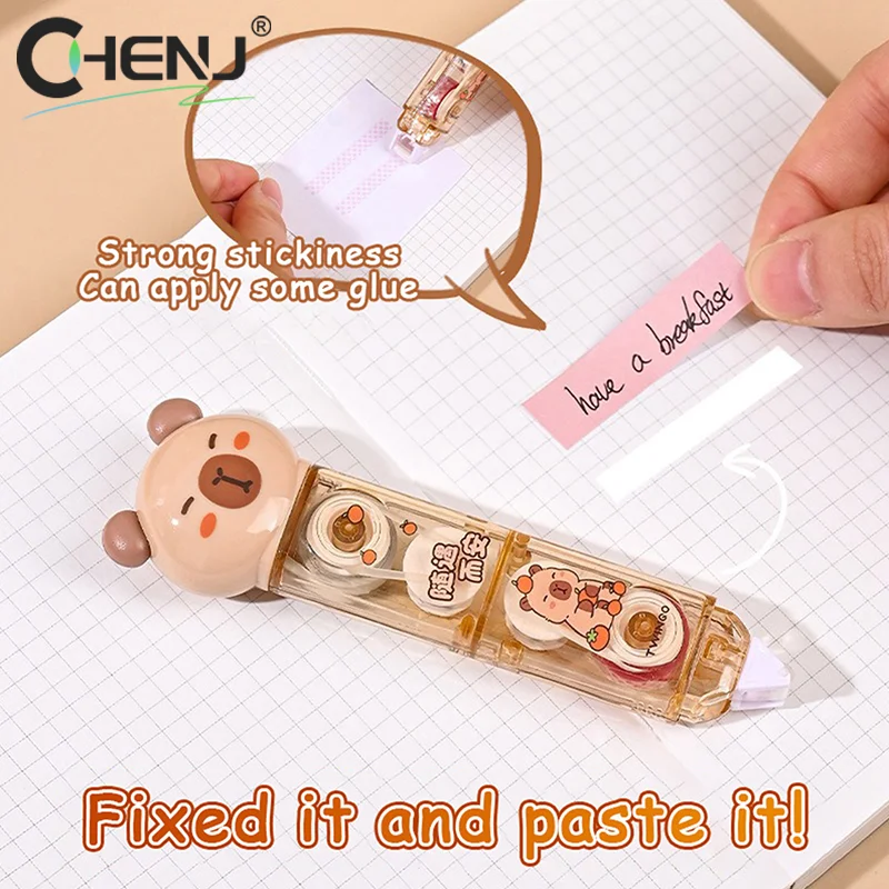 Set di assortimento di cancelleria per capibara da 5 pezzi, astuccio per matite, righello, gomma, nastro di correzione, set di temperamatite, regali per studenti