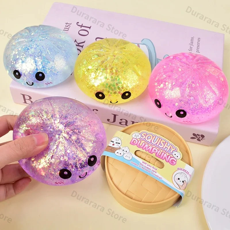 2026 Neu Glitzer-Dumpling-Squishies Spielzeug Baozi-Dumpling-Überraschungsbox Bunte Lebensmittel-Squishies Sensorische Anti-Stress-Quetschbälle