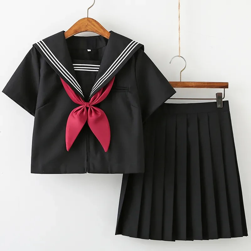 Plus size Japanese Black School Uniform Cosplay Costumes Game Anime Girls JK Uniform Outfit Sailor Cos Party BL Men Sissy CD TS