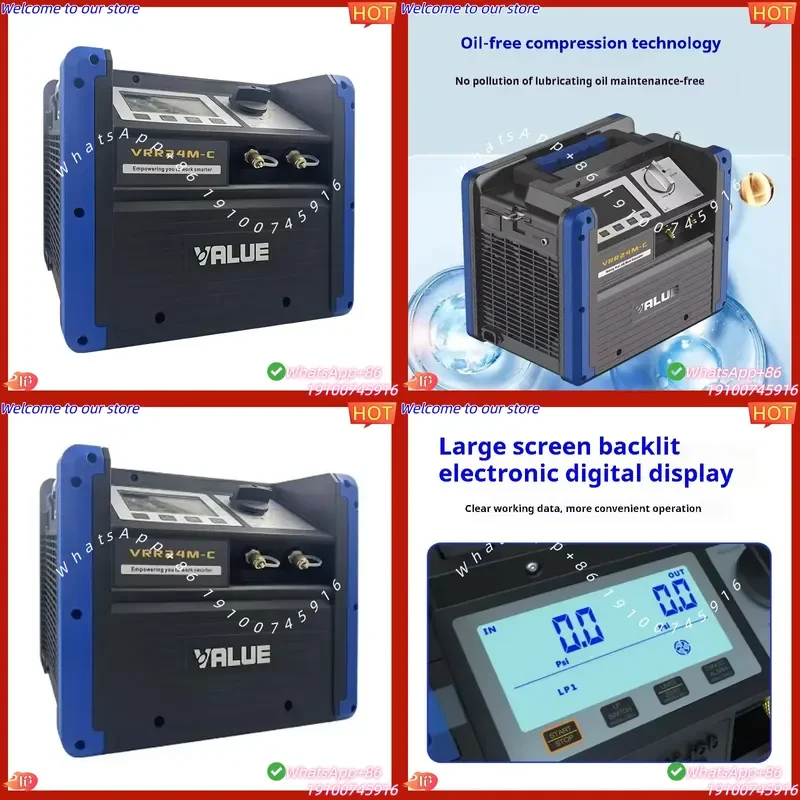 2026 VRR24M-C Refrigerant Recovery Machine for R134a Liquid Recovery with Piston Compressor and Backlit Digital Display