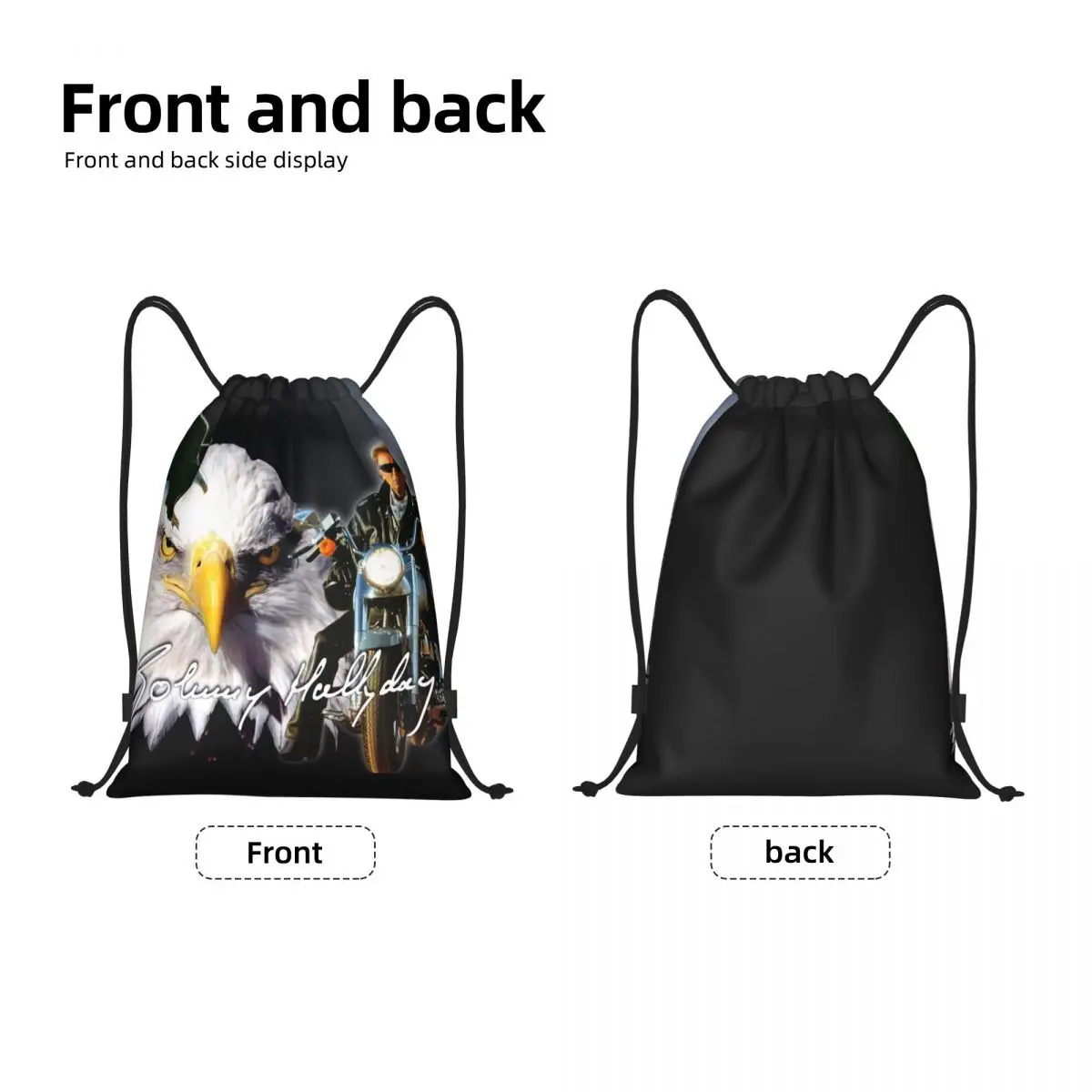 Johnny Hallyday Avec Aigle Drawstring Bag Women Men Foldable Sports Gym Sackpack Motorcycle Training Storage Backpacks