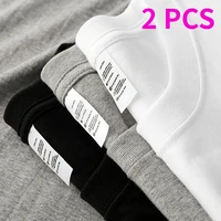 Camiseta holgada de manga corta para hombre y mujer, camisa de Color sólido, 100% algodón, cuello redondo, modelos básicos, combina con todo, Color negro, 2 uds.
