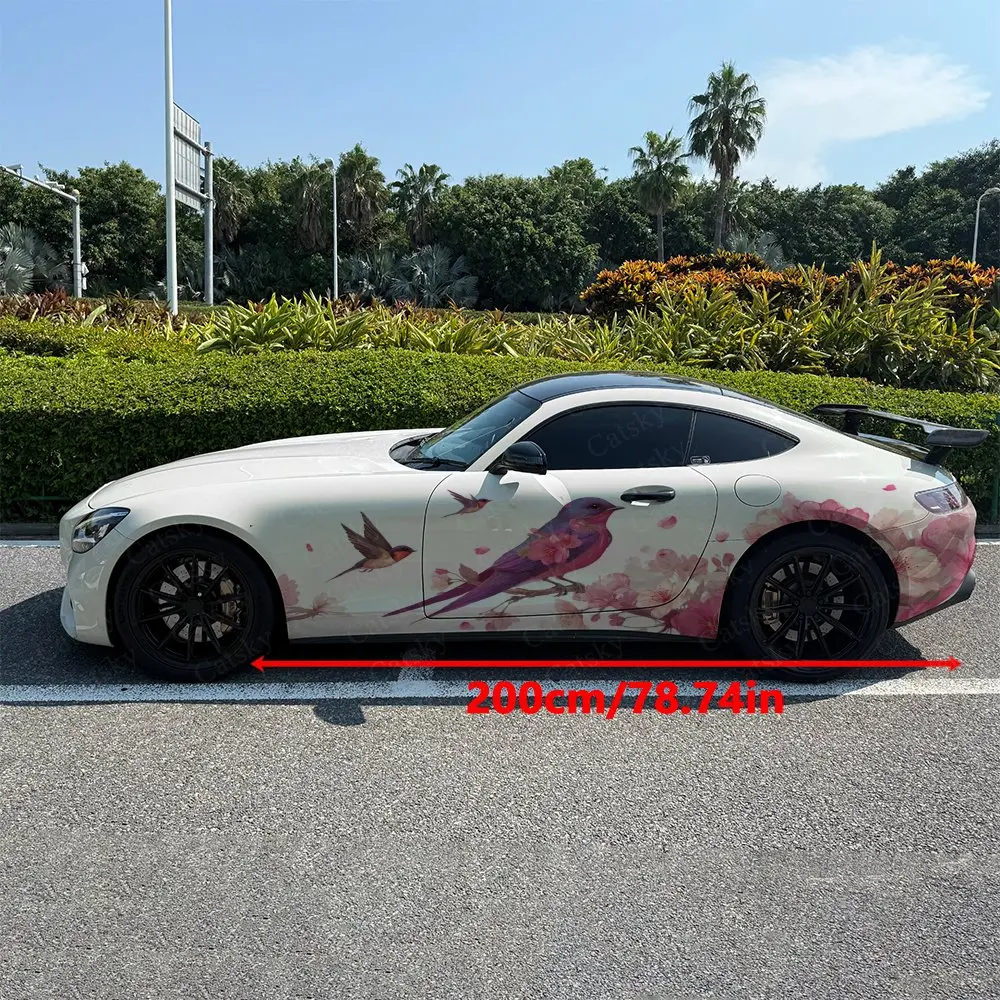 2pcs Flower Realm Singing Spirit, Durable, Fade-resistant, Enhance Vehicle Aesthetics With Bold Artistic Design Car Vinyl Wraps