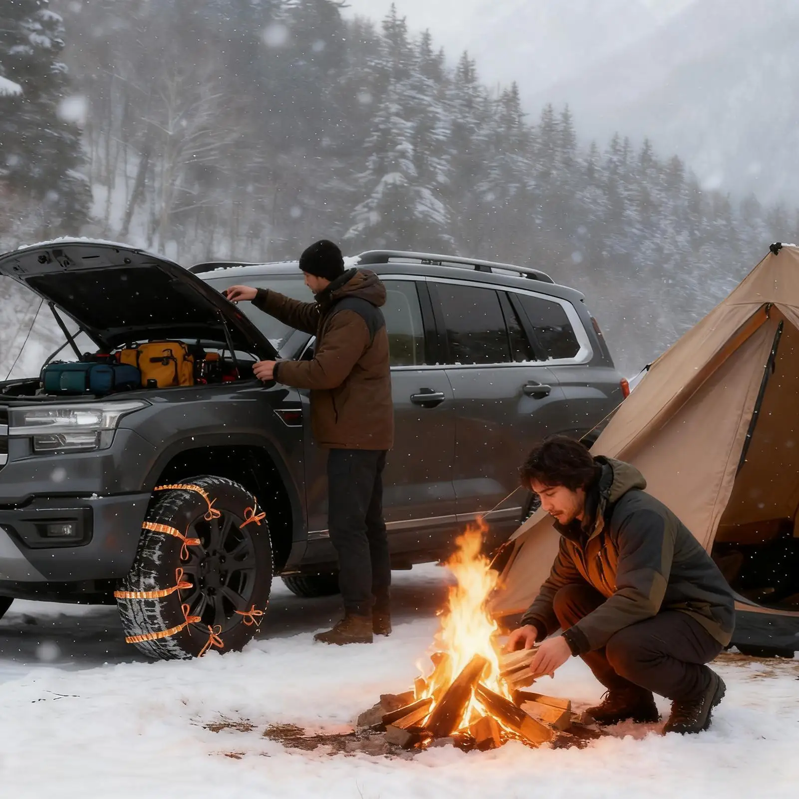 Snow Chains Full Coverage Tool Gadget Straps Reusable Anti Snow Chains For Vehicle Automotive Trucks SUVs Winter Outdoor Camping