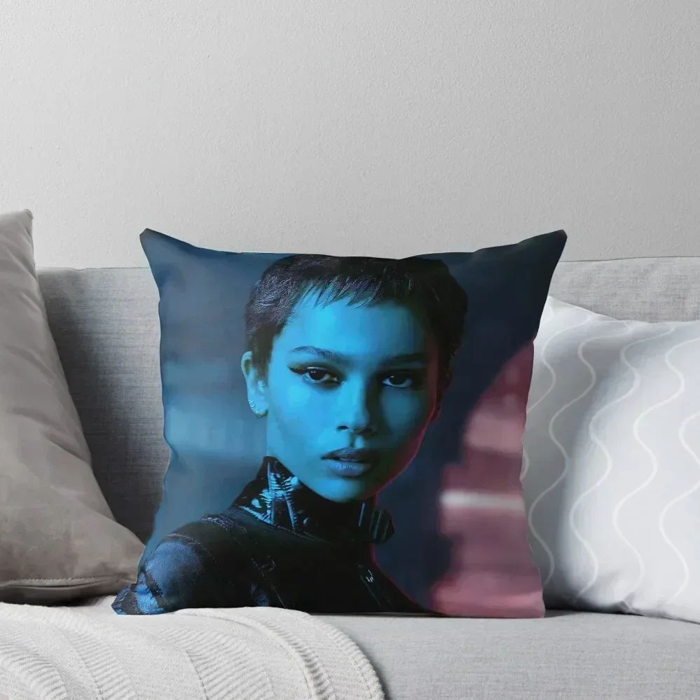 Cat Woman - Zoe Kravitz Throw Pillow luxury throw pillow covers Room decorating items Cushion Covers For Living Room pillow