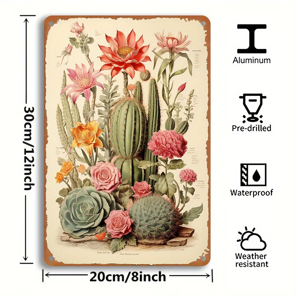 1PC Botanical Garden Metal Iron Sign Pre-Punched Iron Wall Art Waterproof and Weather Resistant Ideal for Home and Garage Decor