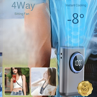 Hanging Neck Fan 3-in-1 Portable Fan Handheld Waist-hanging Neck Fan Digital Display 100 Levels Aluminum Backpack Handheld Fan