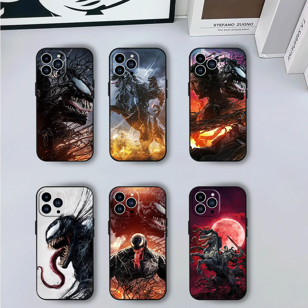 MINISO  V-Venom The Last Dances Phone Case for iPhone 12 11 13 14 15 16 Max Pro Plus Black Soft Silicone Cover