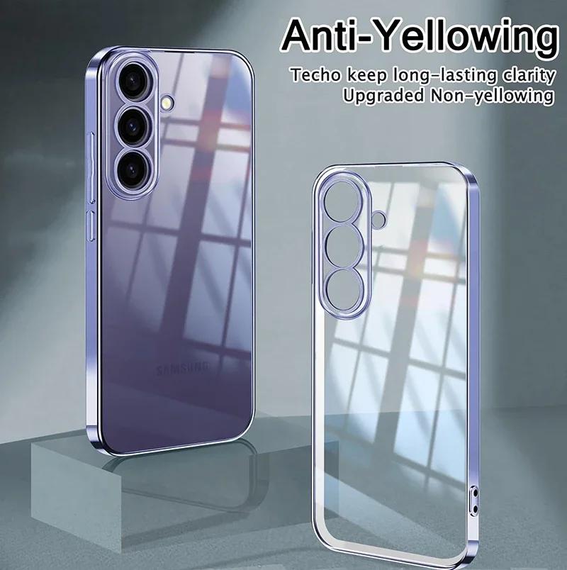 Luxury Plating Silicone Soft TPU Case For Samsung Galaxy S25 Ultra S24 FE S23 Ultra S22 PLUS S21 FE Cover Funda S23FE