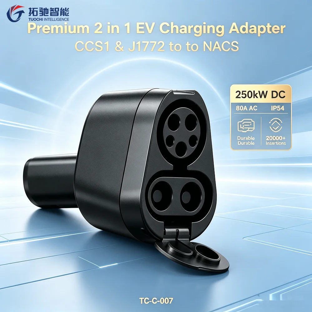 New TC-C-007 OEM J1772 & CCS1 2-in-1 NACS Adapter for Tesla Vehicles U.S. Charging Standards ACDC Outlet Plug Conversion