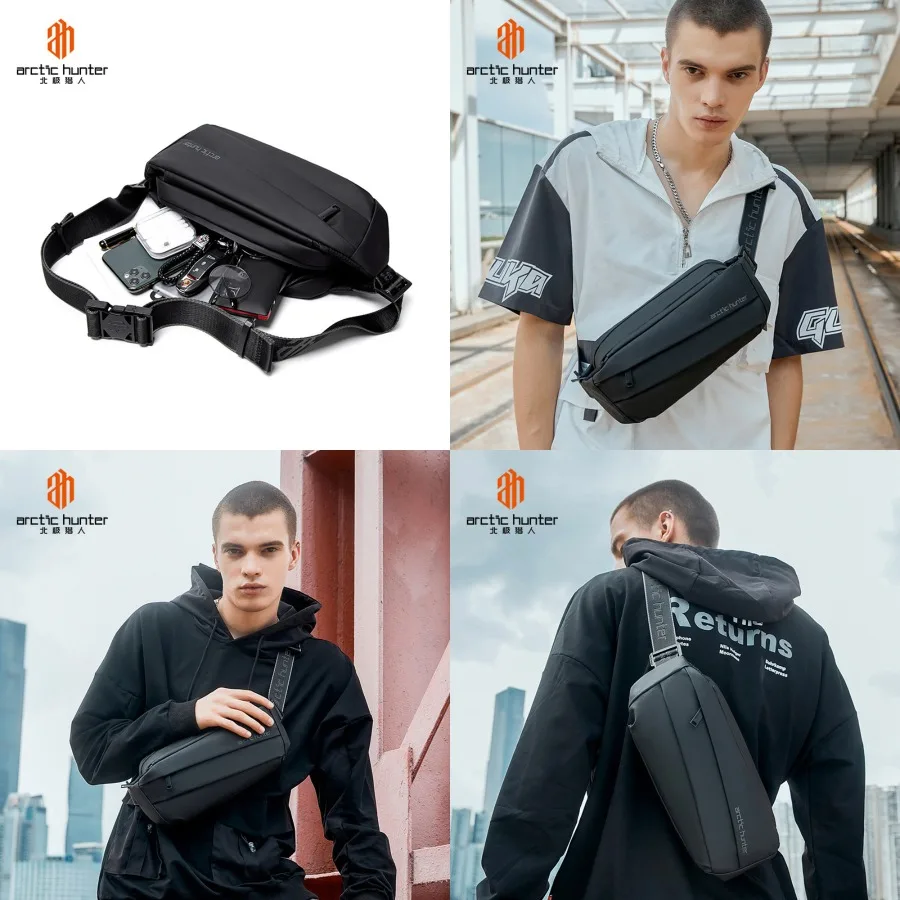 

【New style】Arctic Hunter trend one-shoulder -body bag functional men's sports style chest bag portable functional bag - small b