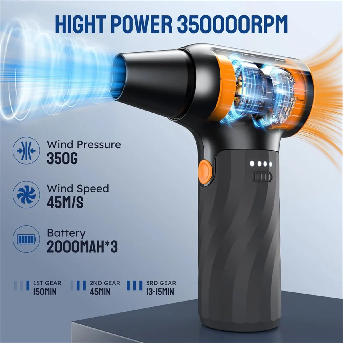 FSLH Compressed Air Duster, Mini Blower Turbo Fan 130000RPM - Cordless Air Duster Blower,for Car Dry Keyboard PC Computer