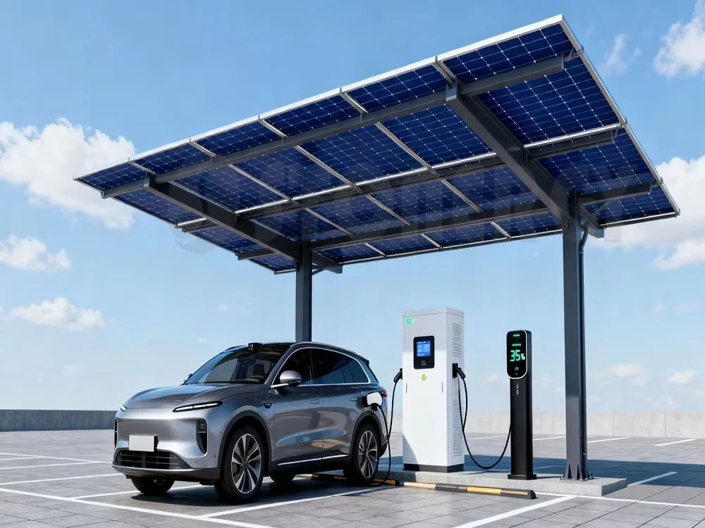 China Supplier High Waterproof Photovoltaic Panel Carport Solar System With Customizable Charging Pile