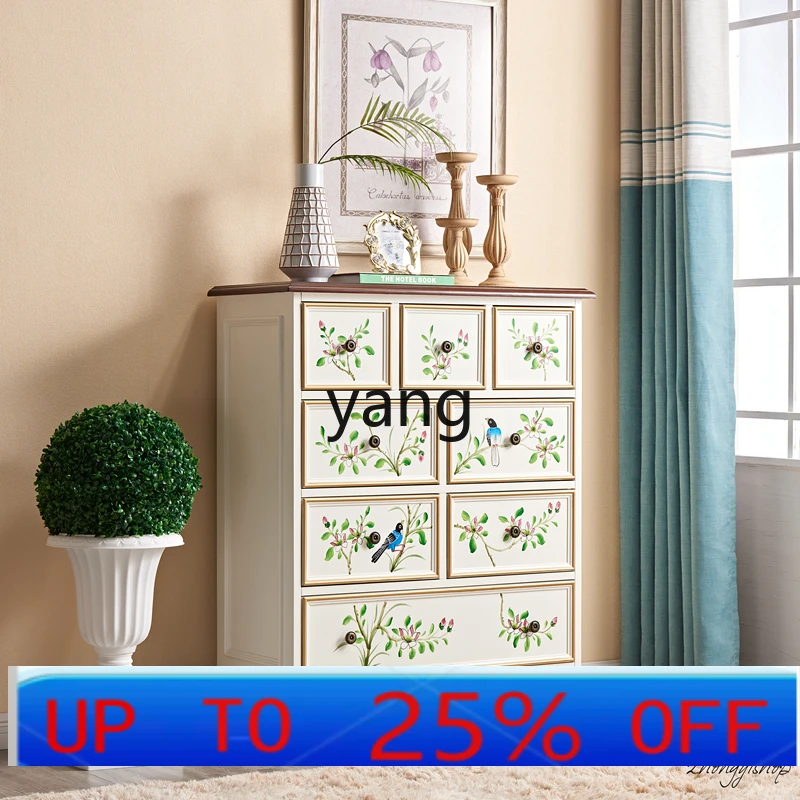 

Lcx bedside solid wood eight-bucket cabinet painted storage drawer bedside wall storage