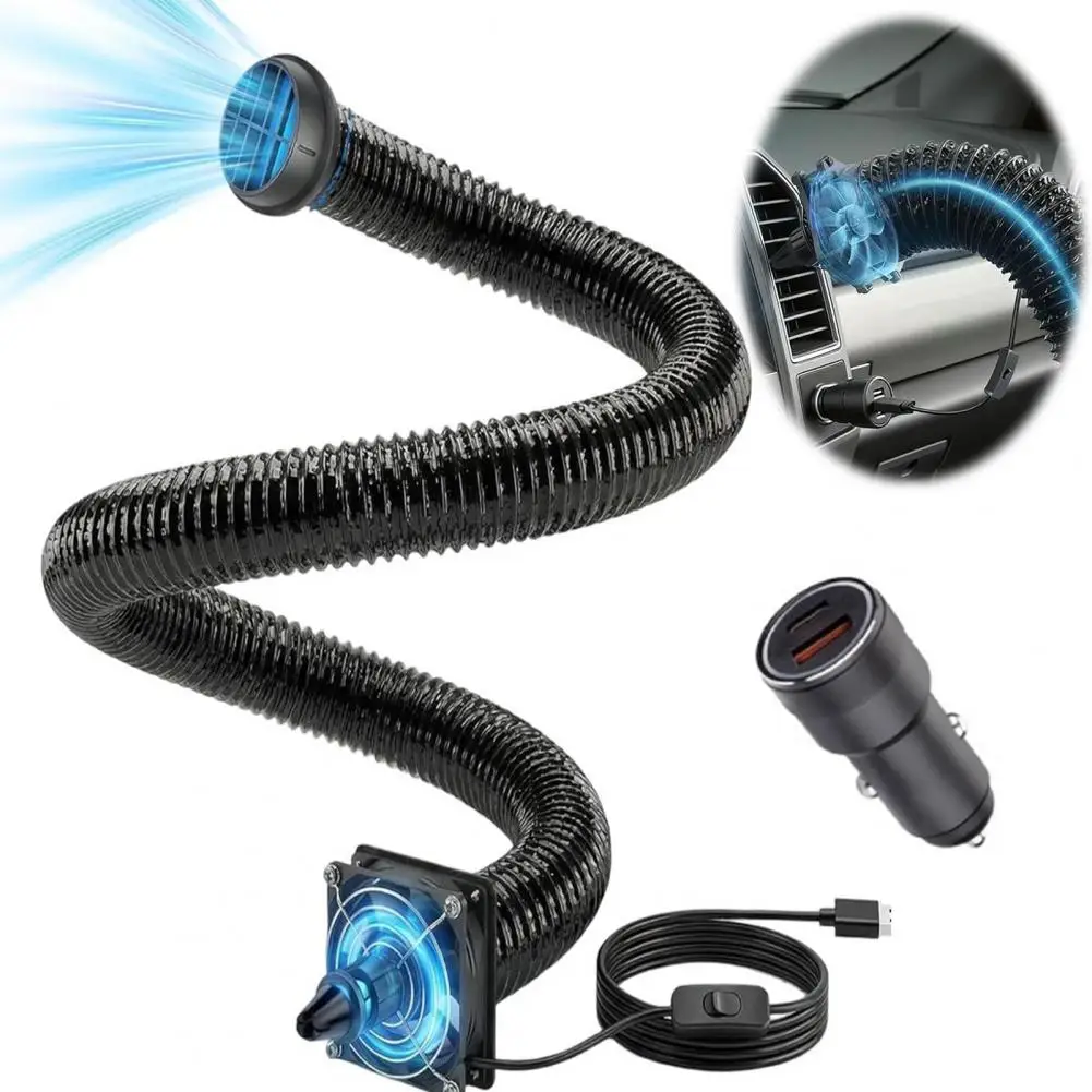 Air Conditioning Ventilation Hose for Porta Split Car Back Seat, Portable Car Air Duct with USB Flow Fan, Adjustable Air Pipe