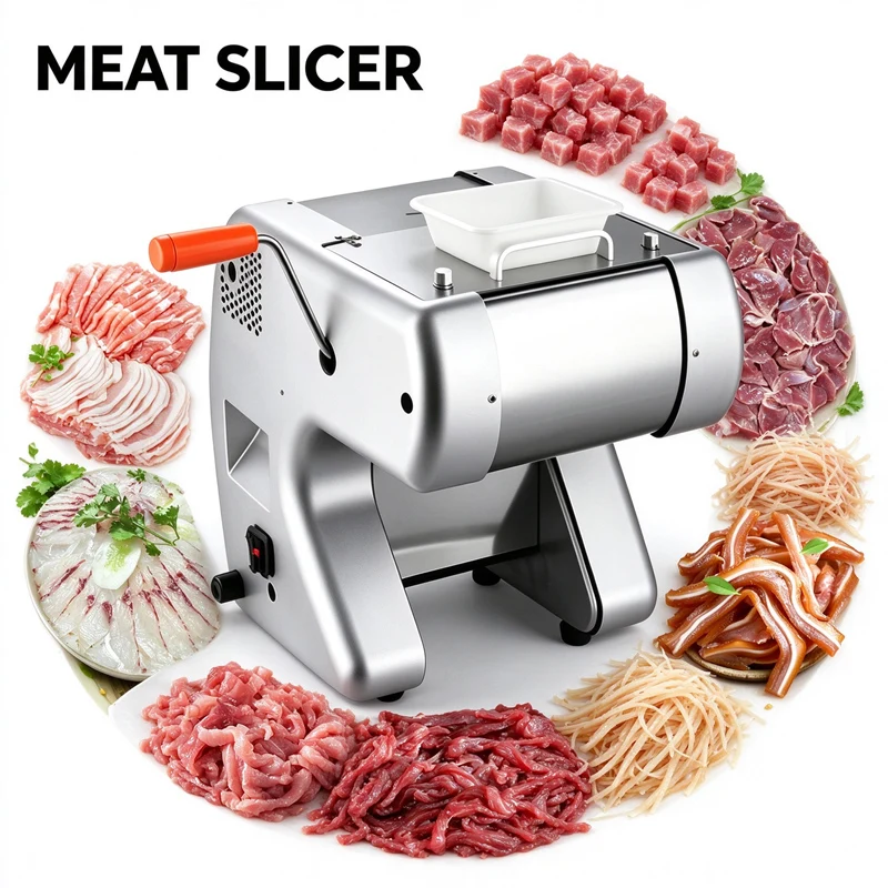 Electric Multi‑Function Commercial Meat Cutting Machine Meat Slicer For Slicing Shredding Dicing Pork Beef Lamb Chicken Breast