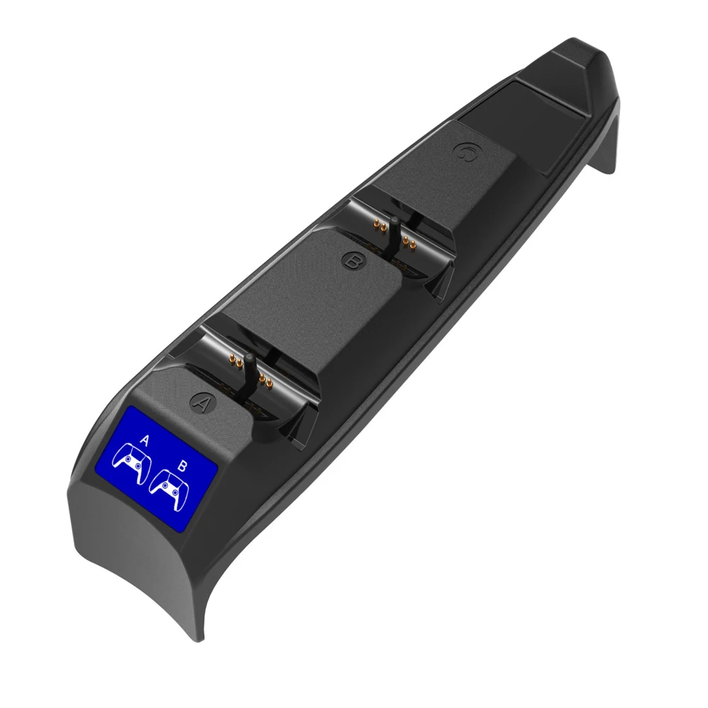 Carregador Controlador com Indicador LED, Estação de Carregamento Rápido, Base de Carregamento Dupla, Compatível para PS5 Slim, Controladores de Jogo