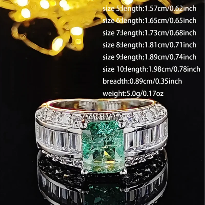 Moonso Unique Design Trendy Red Green Color Rectangle Engagement Ring for Women Anniversary Gift Jewelry Wholesale R8108