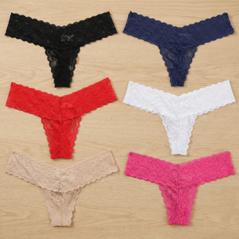 

Sweet Low Waist Lace Seamless Panties Thong Bow Underwear for Women Transparent Cotton Crotch Mesh Lace Briefs Lady