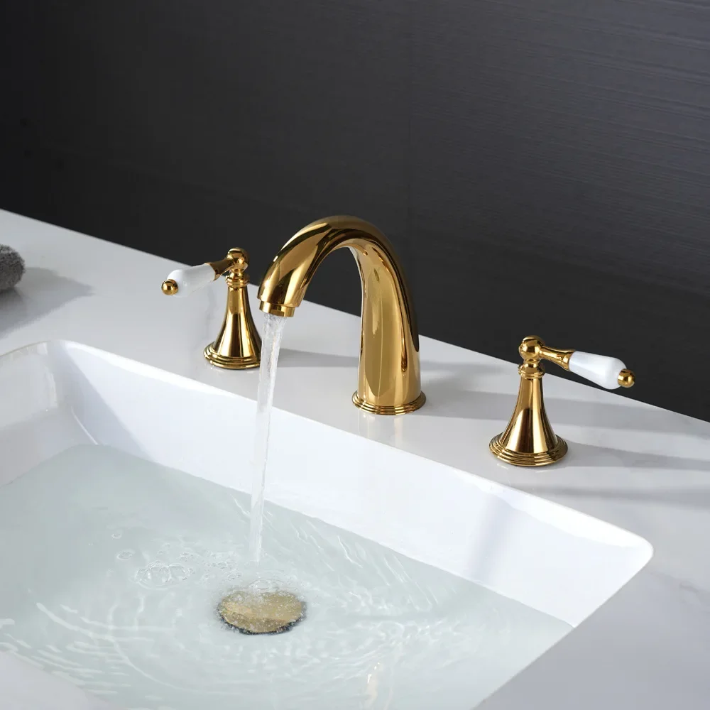 three-hole split basin, European hot and cold faucet, three-piece set, faucet