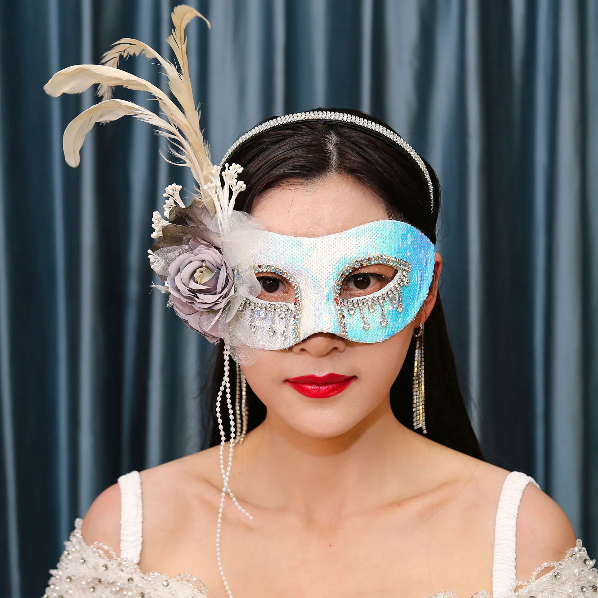 

Цветочная сексуальная загадочная маска для лица на половину лица WanChristmas Party Performance Party Mask
