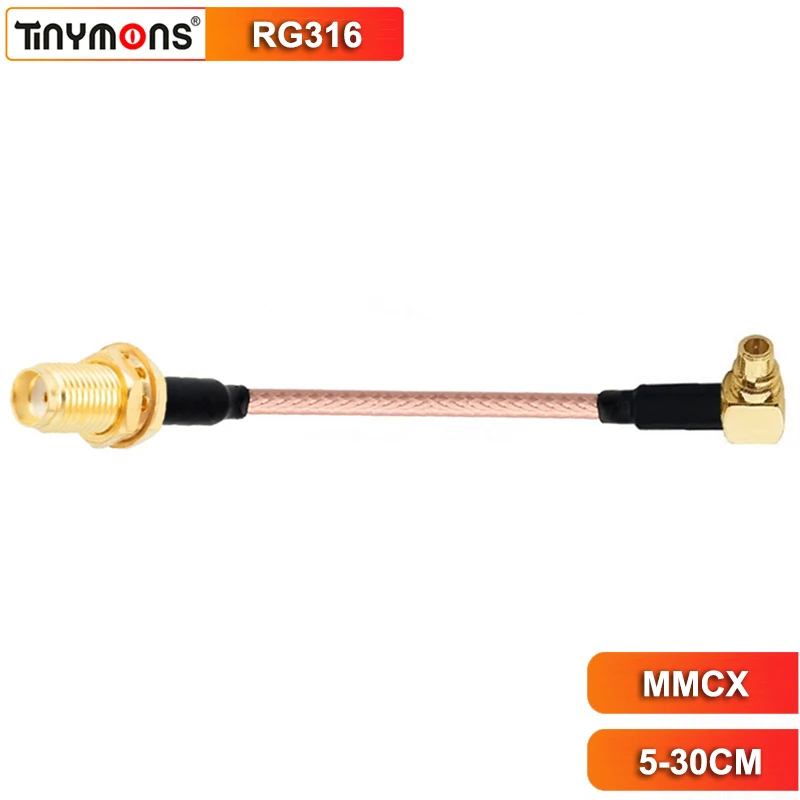 RG-316 RF Coax SMA Female to MMCX Male Right Angle 90 Degree Adapter Cable RG316 for FPV Drone Video Signal Transmission