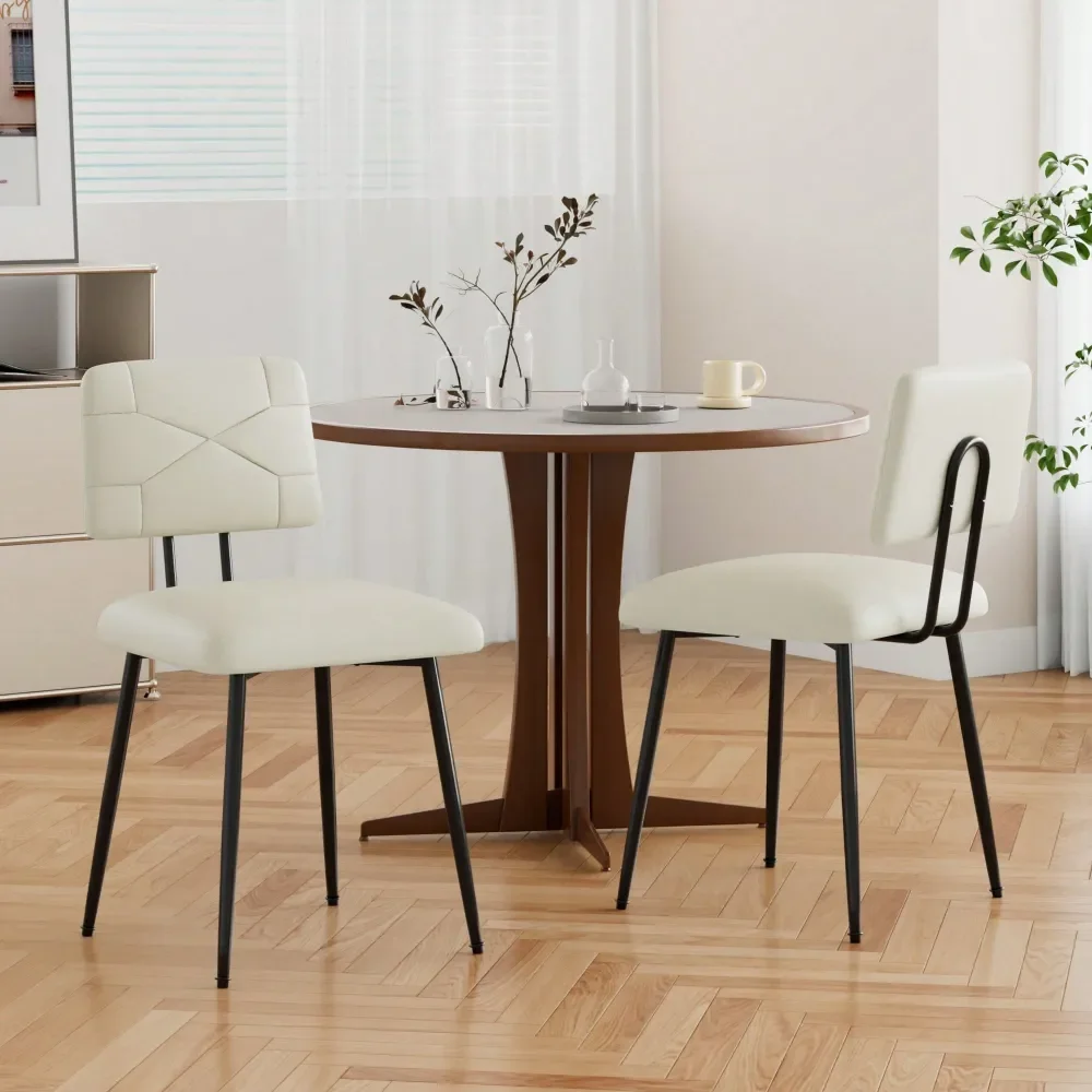 

Dining Chairs Set Of 2, Modern holstered Dining Room Chairs With PU Leather Padded Seat, Armless Kitchen Chairs With Curved B