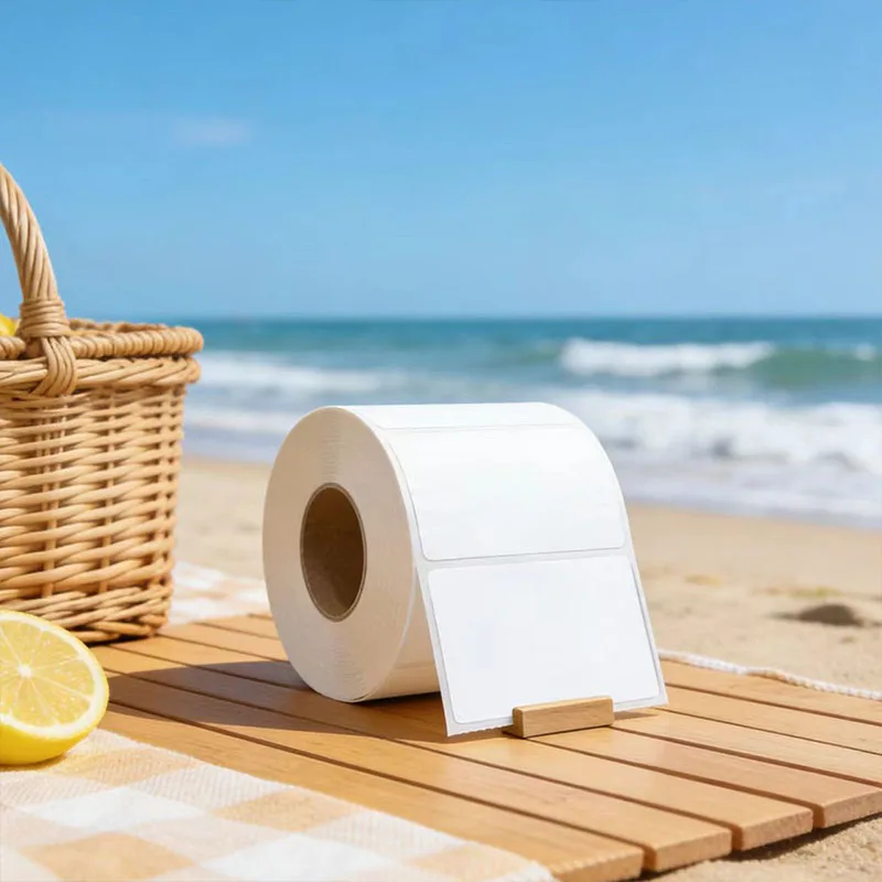 A roll of white label paper, suitable for printing and transporting labels, suitable for schools and offices
