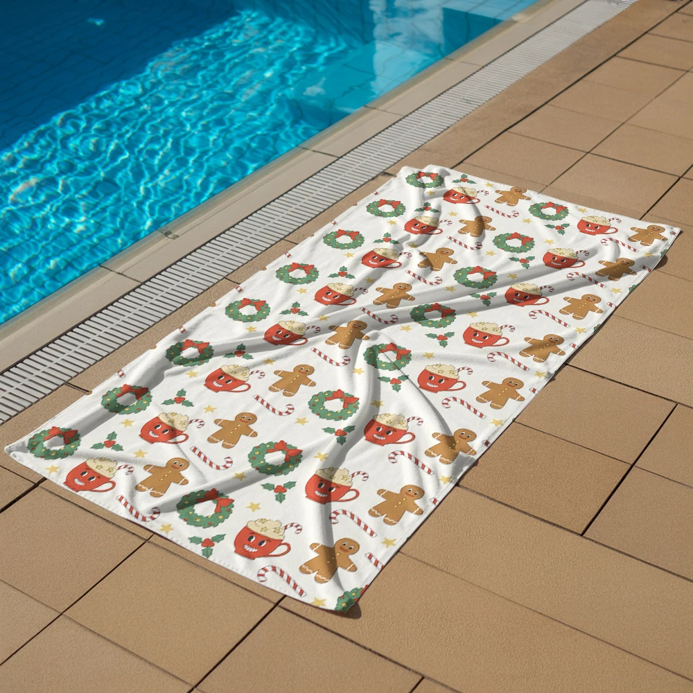 Linda toalla de playa de microfibra de secado rápido con diseño de corona navideña, toalla de baño suave y absorbente con dibujos animados de anime para viajes, adultos y niños