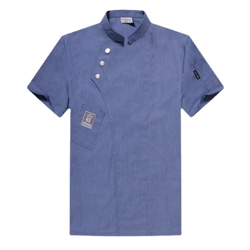 Chef's Work Clothes Men's Short-sleeved Breathable Baking Catering Hotel Hot Pot Restaurant Barbecue Chef's Thin Suit in Summer