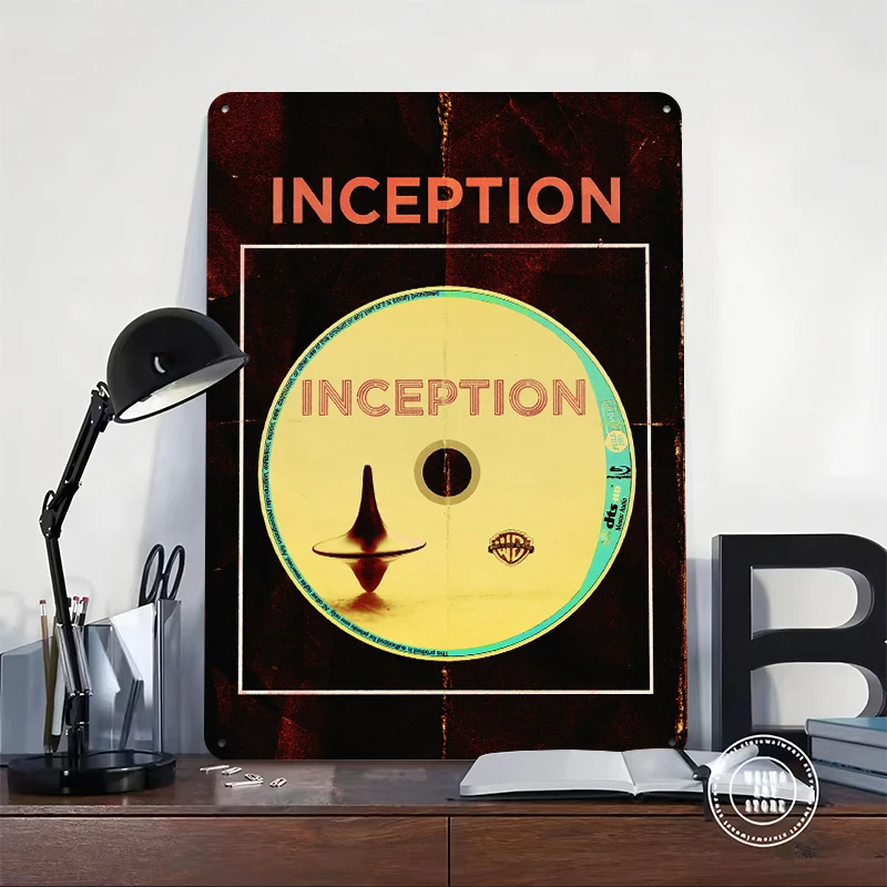 Inception Movie With Blu-ray Disc Tin Poster Customized Wall Art Retro Vintage Metal Signs for Fans Room Mancave Decoration Home